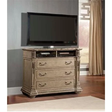 Traditional Media Console with Laminate Marble Top